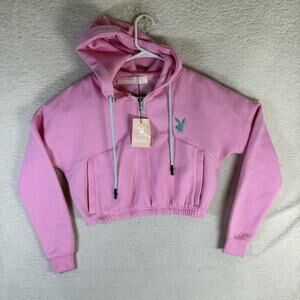 NEW Playboy x Missguided Hoodie Sweatshirt Womens sz 4 Oversized Crop